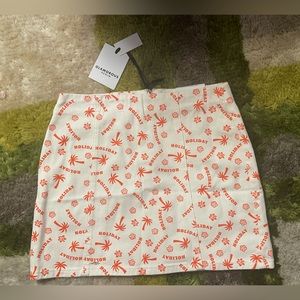 NWT Dolls Kill Holiday Print Cotton Denim Skirt size 8/M